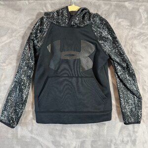 Under Armour Youth ColdGear Hoodie Black YXS Camo Sleeves Loose Fit